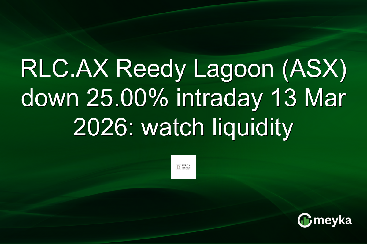 RLC.AX Reedy Lagoon (ASX) down 25.00% intraday 13 Mar 2026: watch liquidity