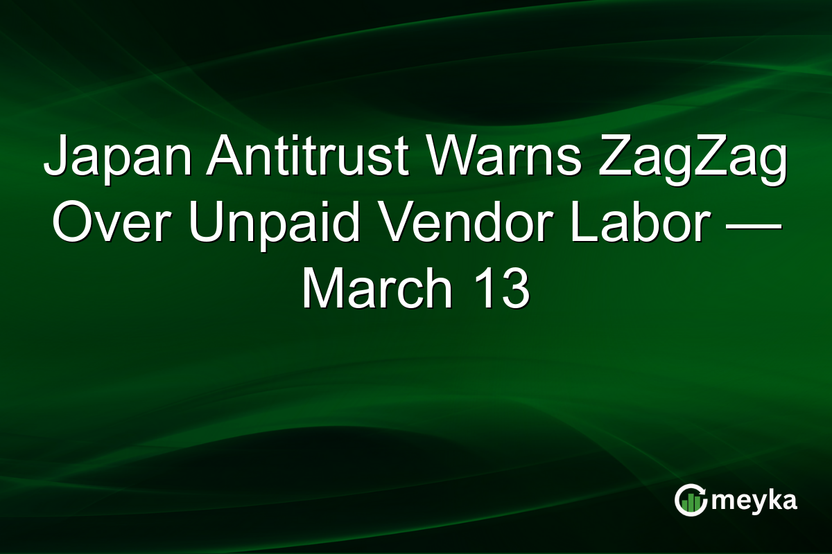 Japan Antitrust Warns ZagZag Over Unpaid Vendor Labor — March 13