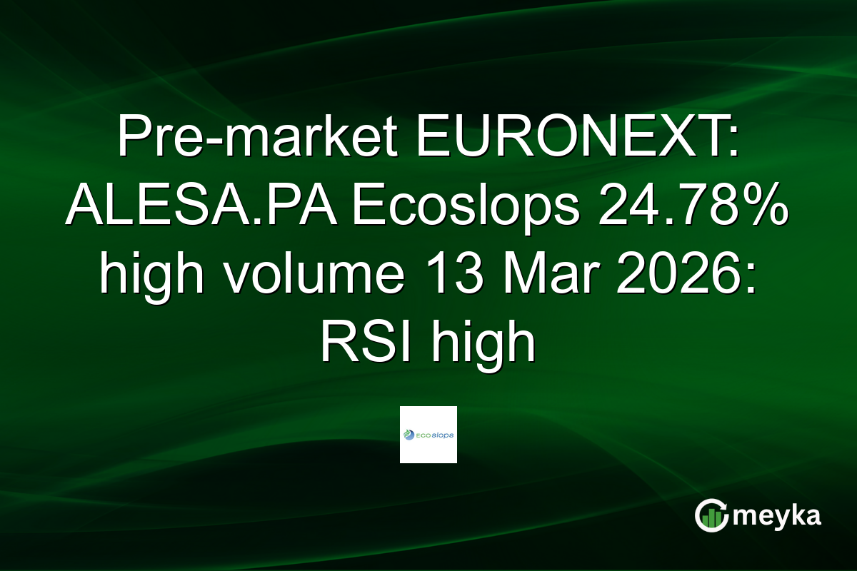Pre-market EURONEXT: ALESA.PA Ecoslops 24.78% high volume 13 Mar 2026: RSI high