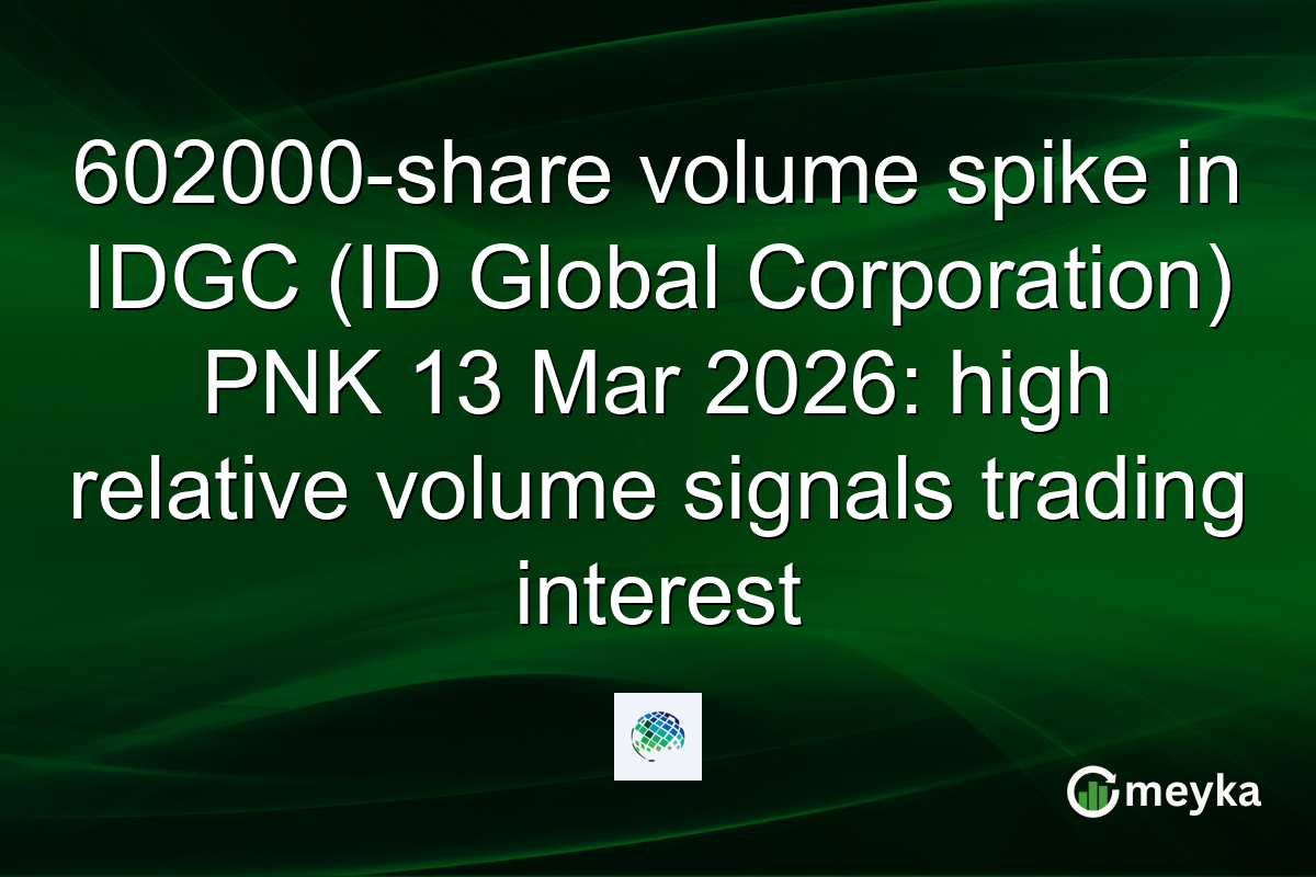 602000-share volume spike in IDGC (ID Global Corporation) PNK 13 Mar 2026: high relative volume signals trading interest