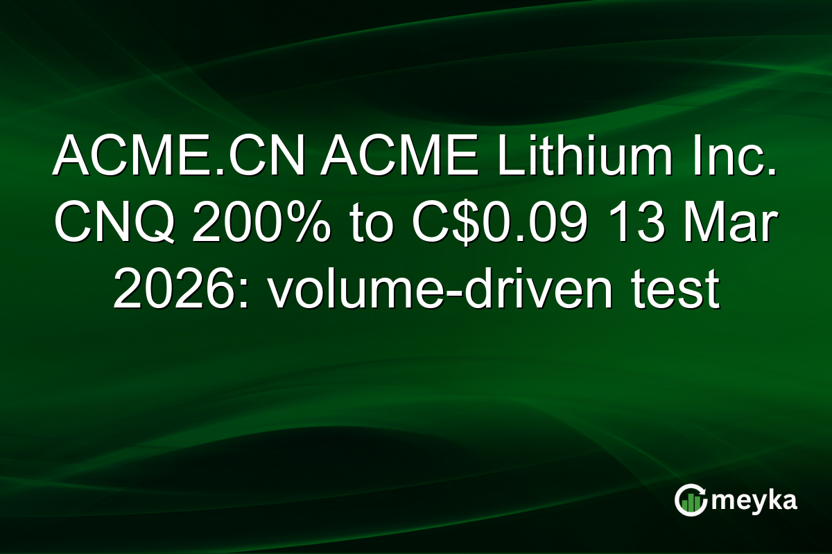 ACME.CN ACME Lithium Inc. CNQ 200% to C$0.09 13 Mar 2026: volume-driven test