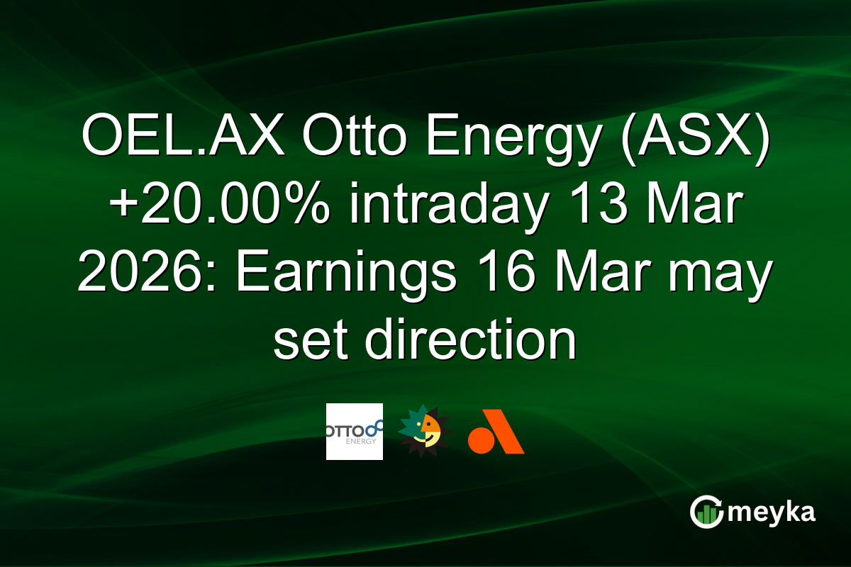 OEL.AX Otto Energy (ASX) +20.00% intraday 13 Mar 2026: Earnings 16 Mar may set direction