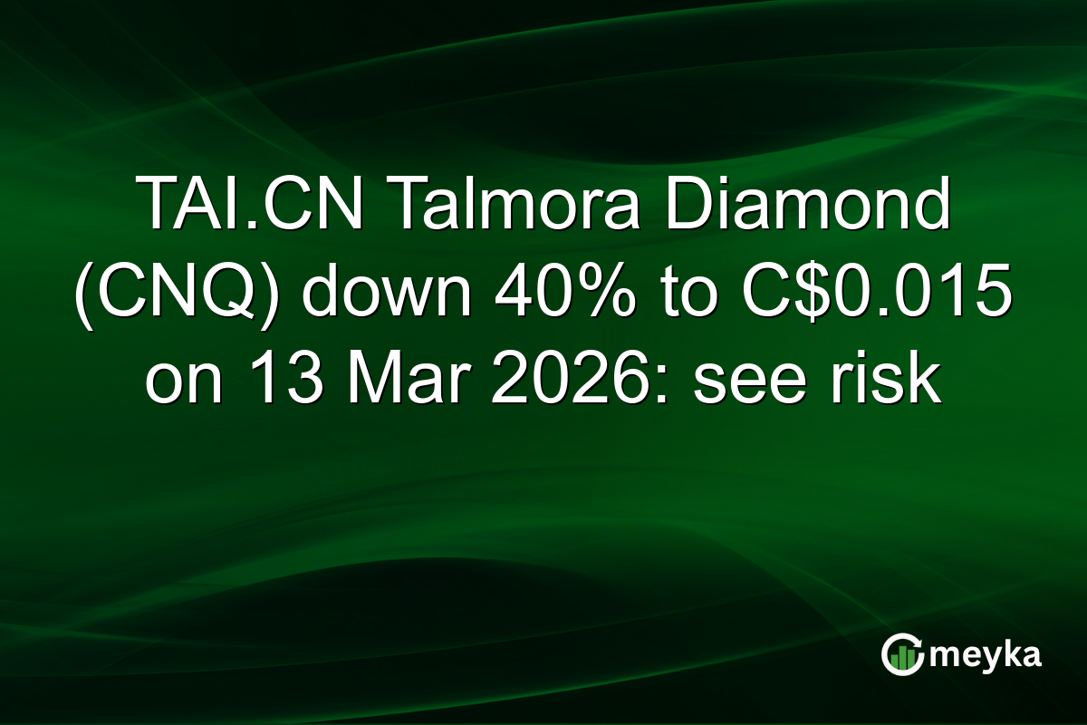 TAI.CN Talmora Diamond (CNQ) down 40% to C$0.015 on 13 Mar 2026: see risk