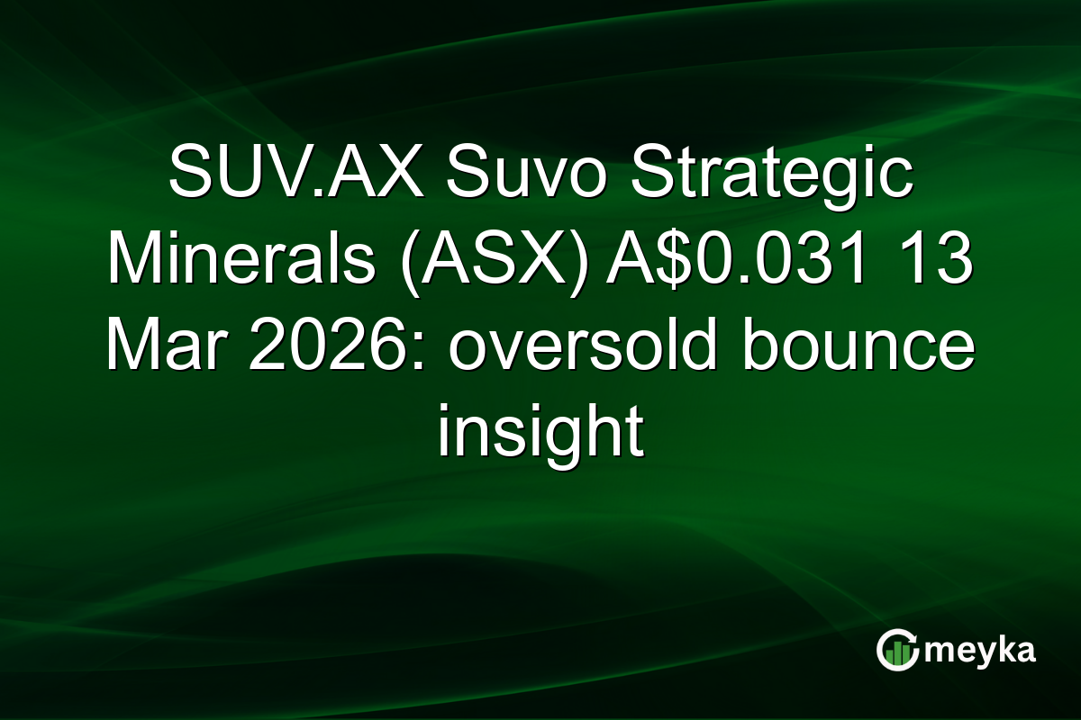 SUV.AX Suvo Strategic Minerals (ASX) A$0.031 13 Mar 2026: oversold bounce insight
