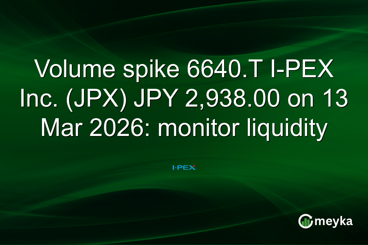 Volume spike 6640.T I-PEX Inc. (JPX) JPY 2,938.00 on 13 Mar 2026: monitor liquidity