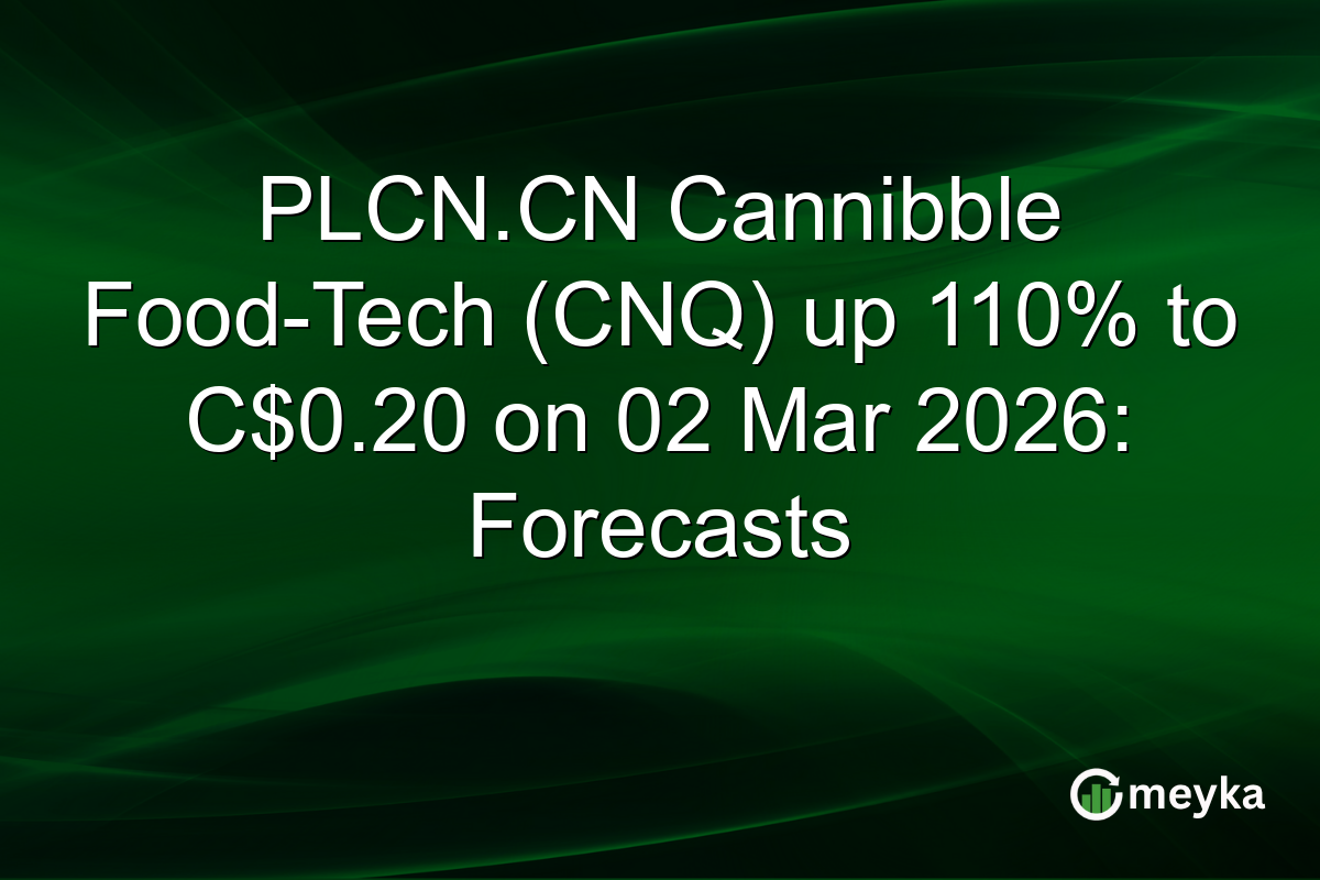 PLCN.CN Cannibble Food-Tech (CNQ) up 110% to C$0.20 on 02 Mar 2026: Forecasts