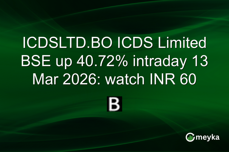 ICDSLTD.BO ICDS Limited BSE up 40.72% intraday 13 Mar 2026: watch INR 60