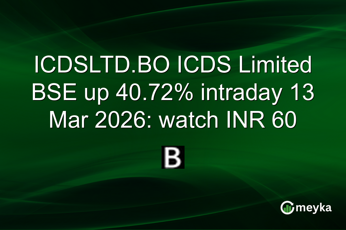 ICDSLTD.BO ICDS Limited BSE up 40.72% intraday 13 Mar 2026: watch INR 60