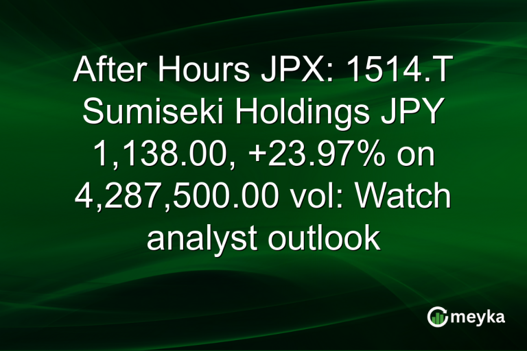 After Hours JPX: 1514.T Sumiseki Holdings JPY 1,138.00, +23.97% on 4,287,500.00 vol: Watch analyst outlook