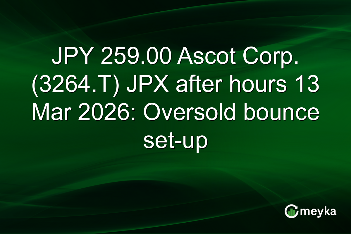 JPY 259.00 Ascot Corp. (3264.T) JPX after hours 13 Mar 2026: Oversold bounce set-up