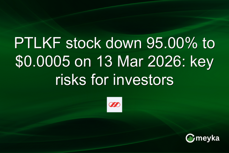 PTLKF stock down 95.00% to $0.0005 on 13 Mar 2026: key risks for investors