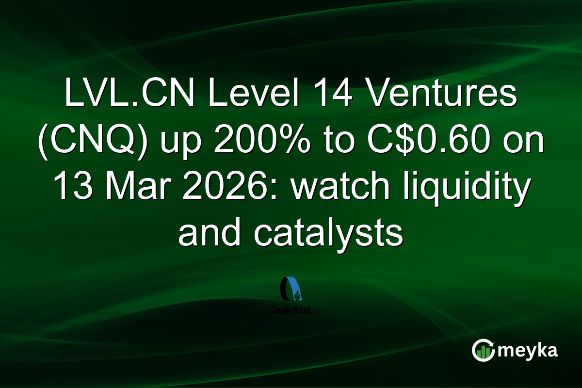 LVL.CN Level 14 Ventures (CNQ) up 200% to C$0.60 on 13 Mar 2026: watch liquidity and catalysts