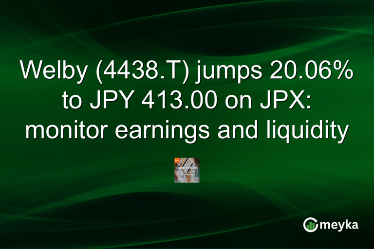 Welby (4438.T) jumps 20.06% to JPY 413.00 on JPX: monitor earnings and liquidity
