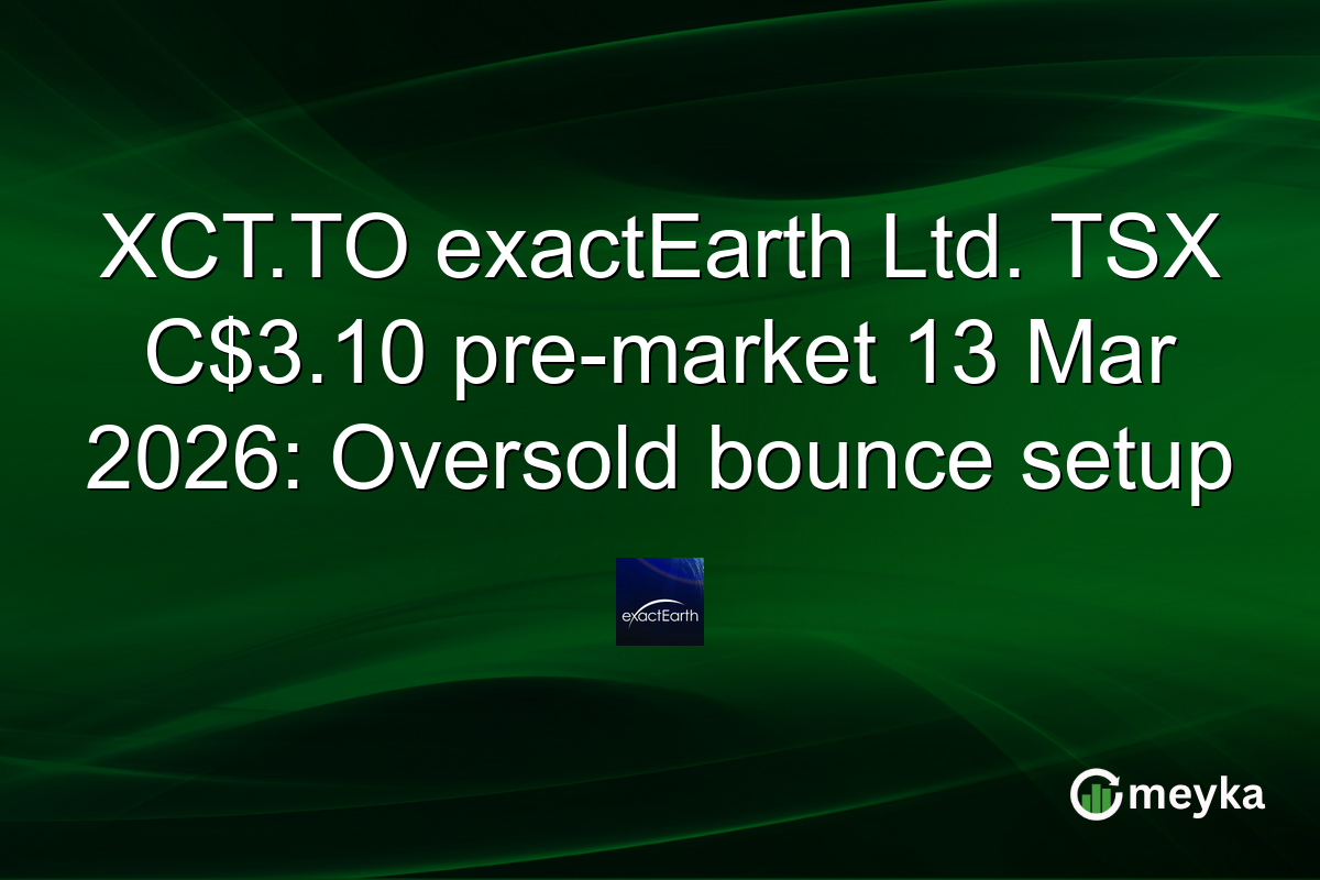 XCT.TO exactEarth Ltd. TSX C$3.10 pre-market 13 Mar 2026: Oversold bounce setup