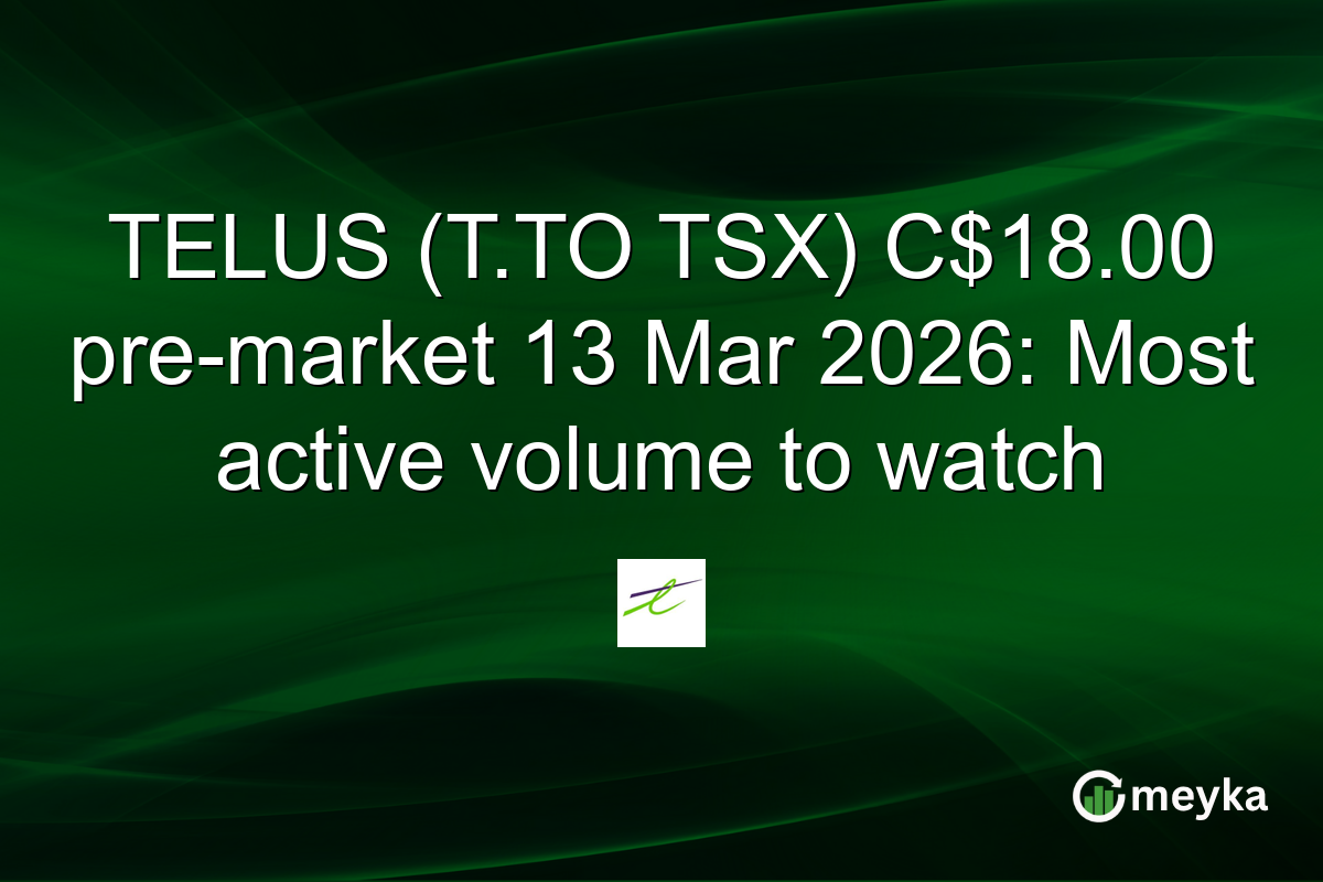 TELUS (T.TO TSX) C$18.00 pre-market 13 Mar 2026: Most active volume to watch