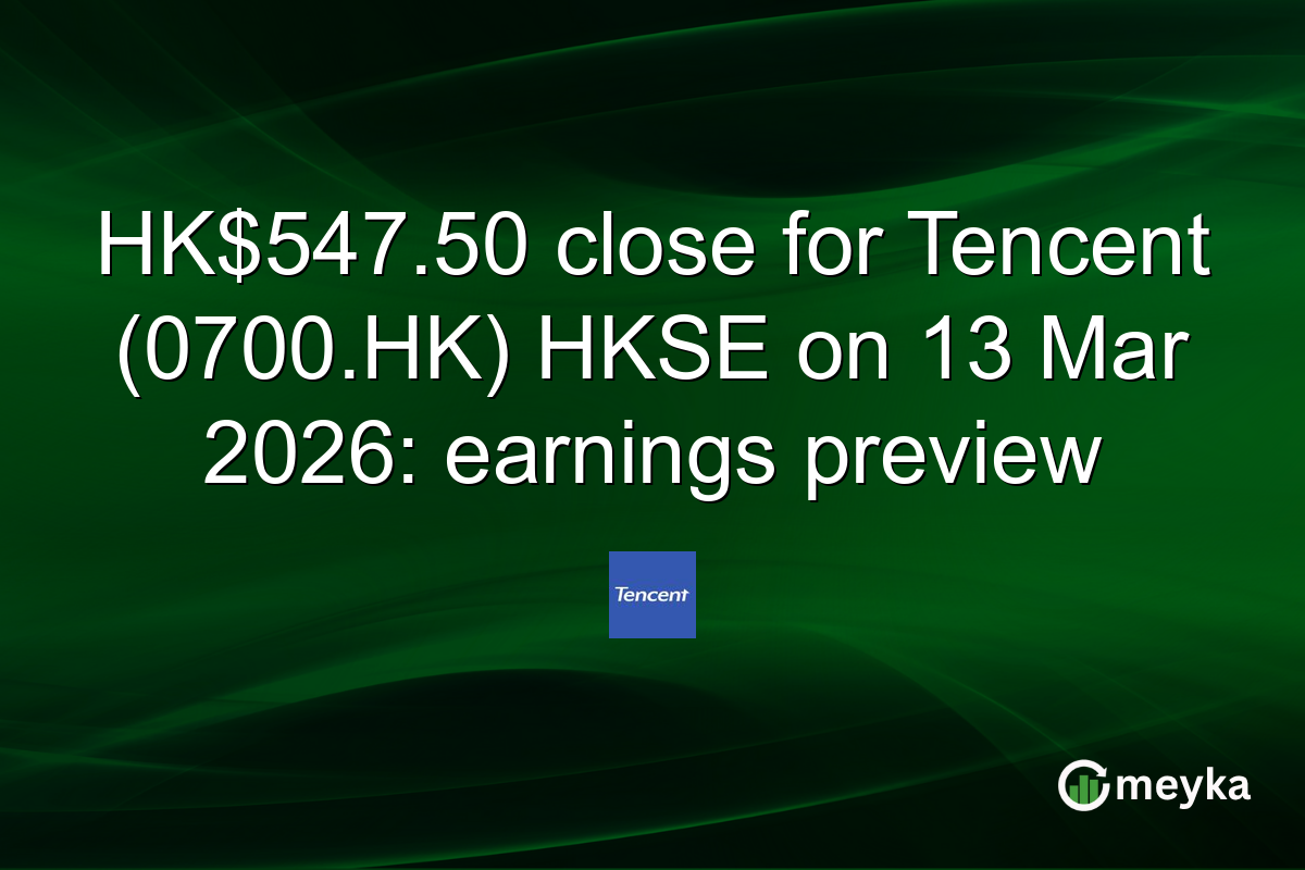 HK$547.50 close for Tencent (0700.HK) HKSE on 13 Mar 2026: earnings preview