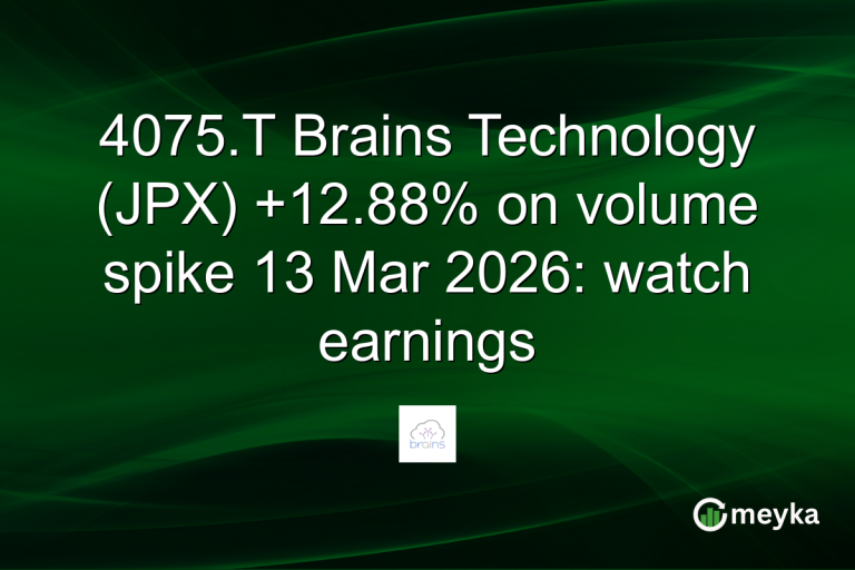 4075.T Brains Technology (JPX) +12.88% on volume spike 13 Mar 2026: watch earnings