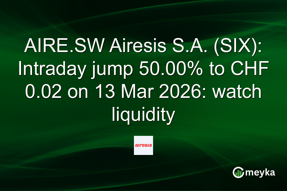 AIRE.SW Airesis S.A. (SIX): Intraday jump 50.00% to CHF 0.02 on 13 Mar 2026: watch liquidity