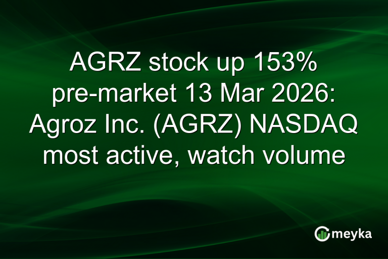 AGRZ stock up 153% pre-market 13 Mar 2026: Agroz Inc. (AGRZ) NASDAQ most active, watch volume