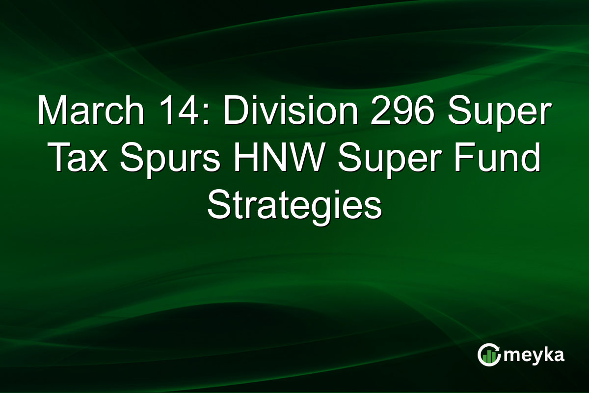 March 14: Division 296 Super Tax Spurs HNW Super Fund Strategies