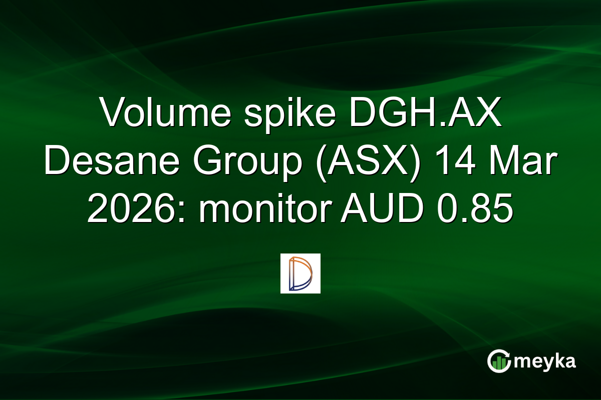 Volume spike DGH.AX Desane Group (ASX) 14 Mar 2026: monitor AUD 0.85