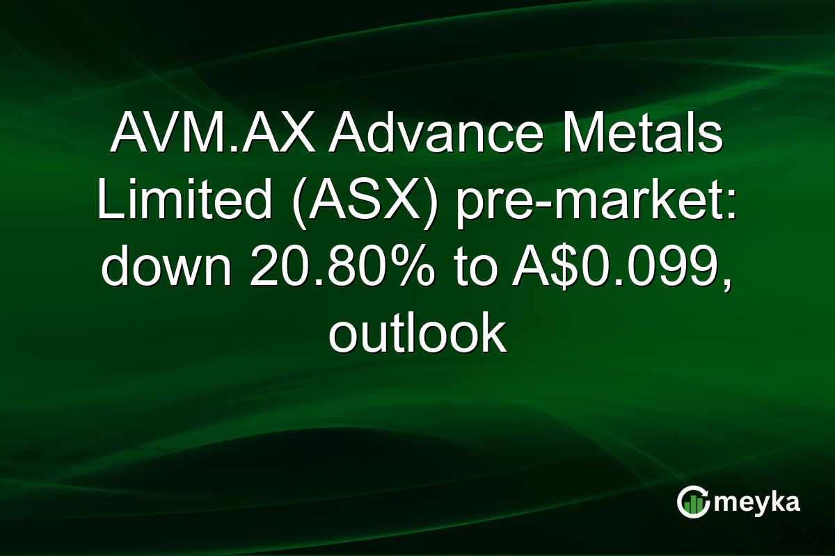 AVM.AX Advance Metals Limited (ASX) pre-market: down 20.80% to A$0.099, outlook