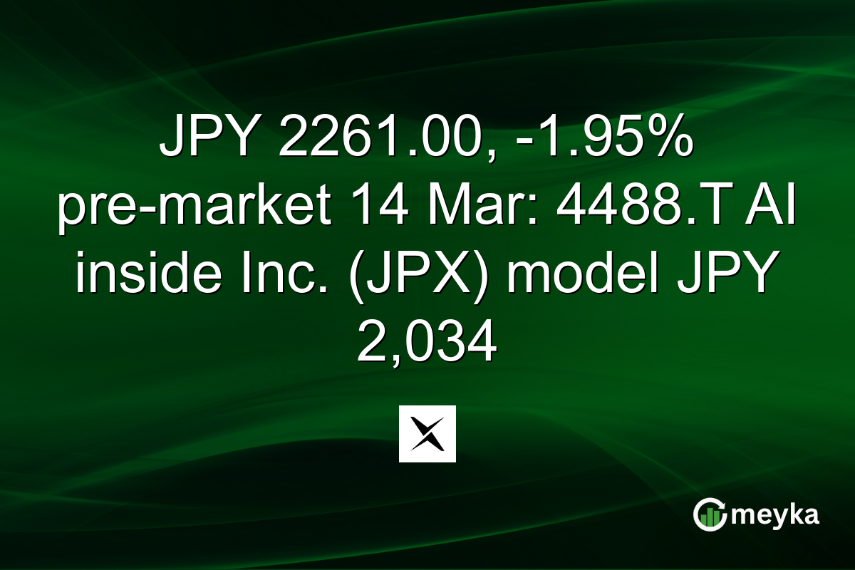 JPY 2261.00, -1.95% pre-market 14 Mar: 4488.T AI inside Inc. (JPX) model JPY 2,034