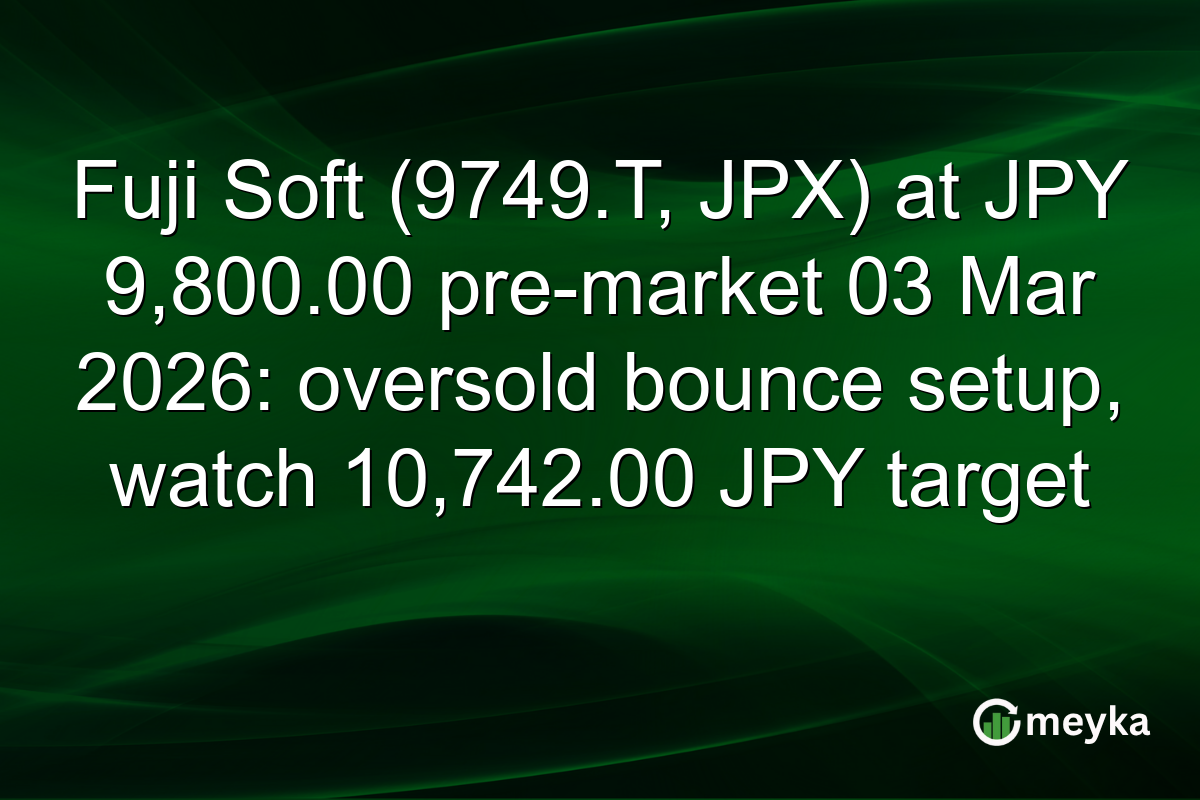Fuji Soft (9749.T, JPX) at JPY 9,800.00 pre-market 03 Mar 2026: oversold bounce setup, watch 10,742.00 JPY target