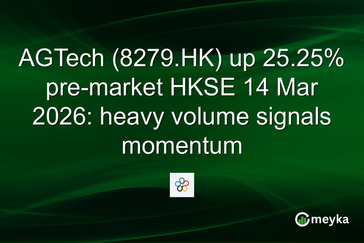 AGTech (8279.HK) up 25.25% pre-market HKSE 14 Mar 2026: heavy volume signals momentum