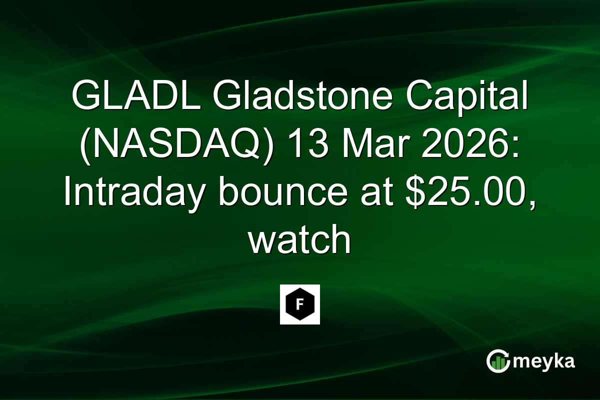 GLADL Gladstone Capital (NASDAQ) 13 Mar 2026: Intraday bounce at $25.00, watch