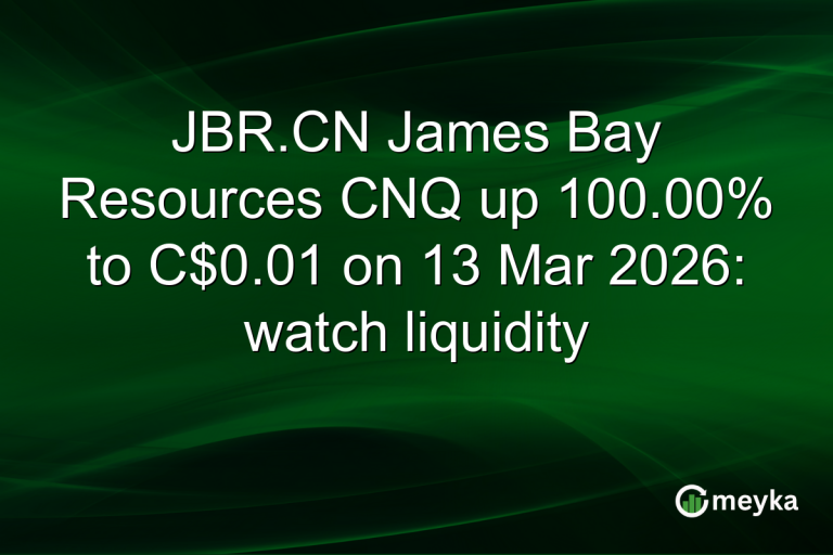 JBR.CN James Bay Resources CNQ up 100.00% to C$0.01 on 13 Mar 2026: watch liquidity