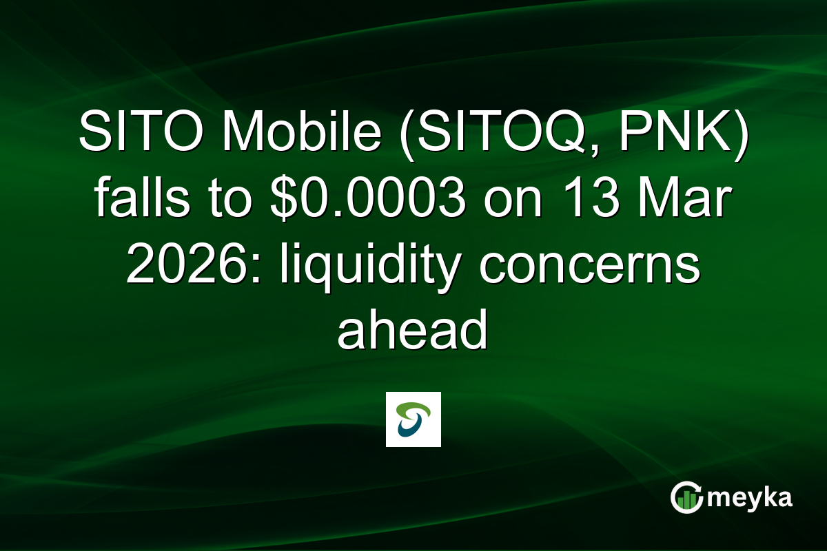 SITO Mobile (SITOQ, PNK) falls to $0.0003 on 13 Mar 2026: liquidity concerns ahead