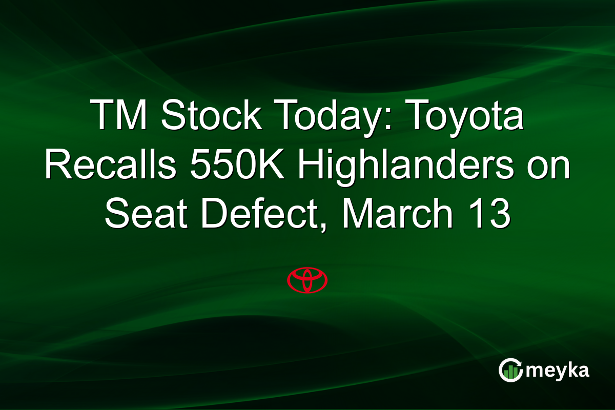 TM Stock Today: Toyota Recalls 550K Highlanders on Seat Defect, March 13