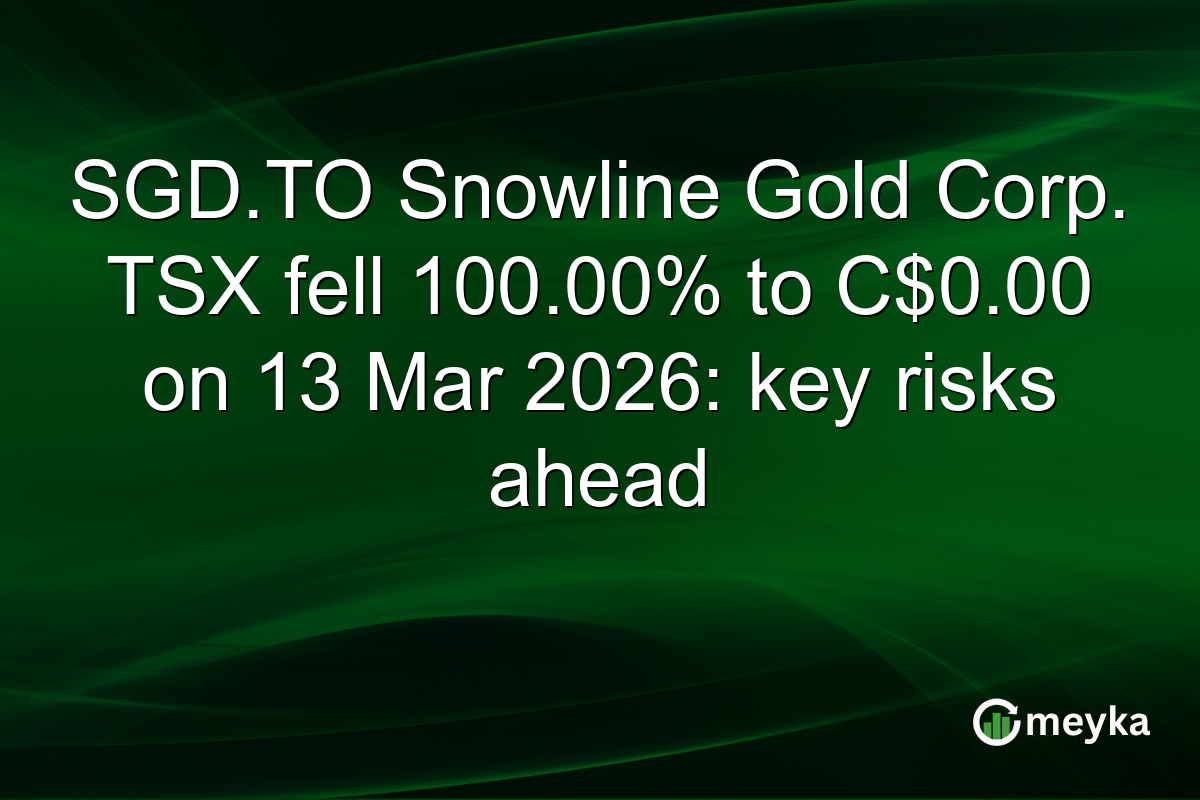SGD.TO Snowline Gold Corp. TSX fell 100.00% to C$0.00 on 13 Mar 2026: key risks ahead