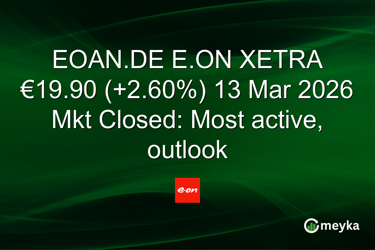 EOAN.DE E.ON XETRA €19.90 (+2.60%) 13 Mar 2026 Mkt Closed: Most active, outlook