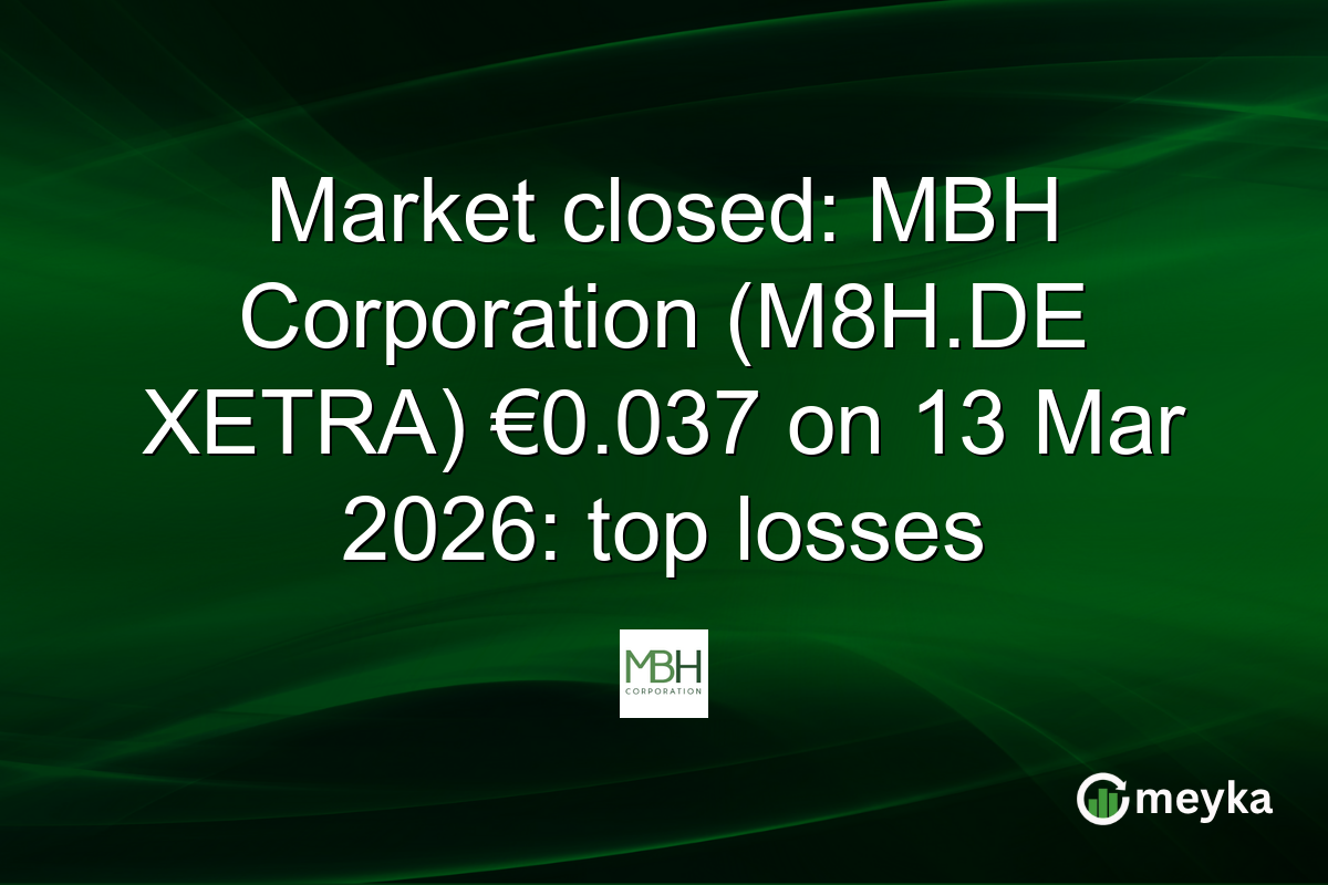 Market closed: MBH Corporation (M8H.DE XETRA) €0.037 on 13 Mar 2026: top losses