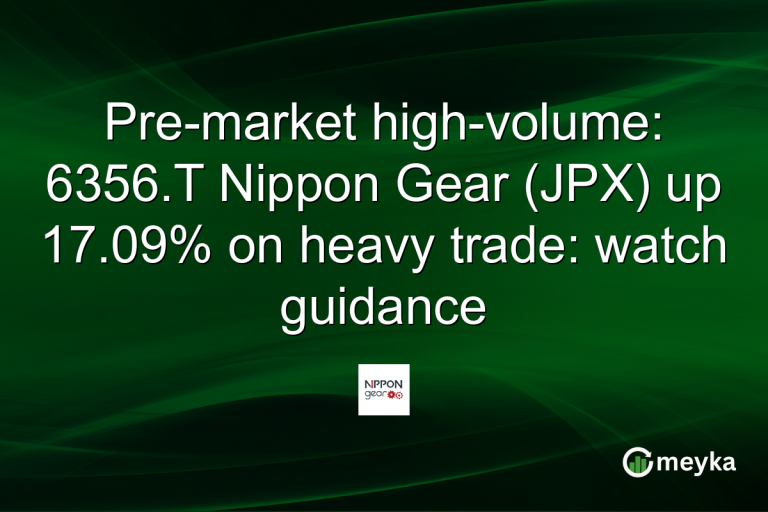 Pre-market high-volume: 6356.T Nippon Gear (JPX) up 17.09% on heavy trade: watch guidance