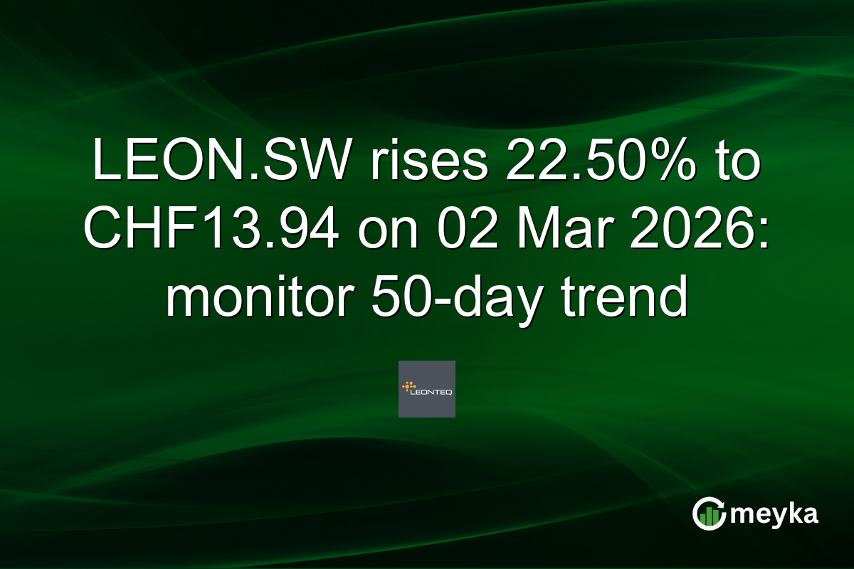 LEON.SW rises 22.50% to CHF13.94 on 02 Mar 2026: monitor 50-day trend