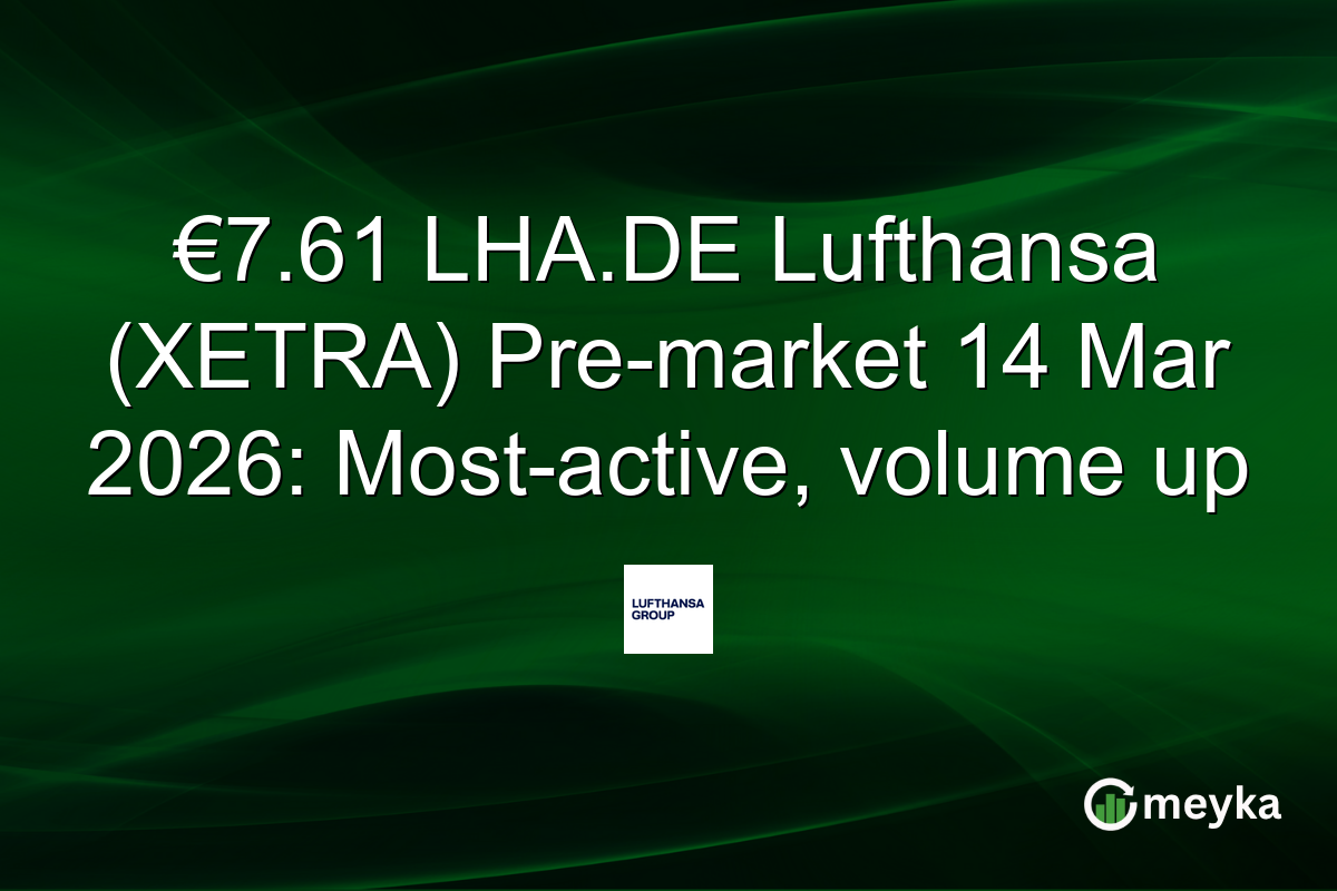 β¬7.61 LHA.DE Lufthansa (XETRA) Pre-market 14 Mar 2026: Most-active, volume up