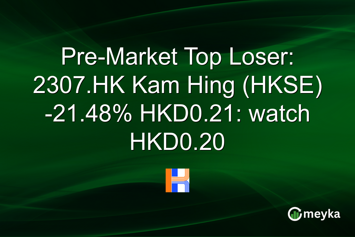 Pre-Market Top Loser: 2307.HK Kam Hing (HKSE) -21.48% HKD0.21: watch HKD0.20