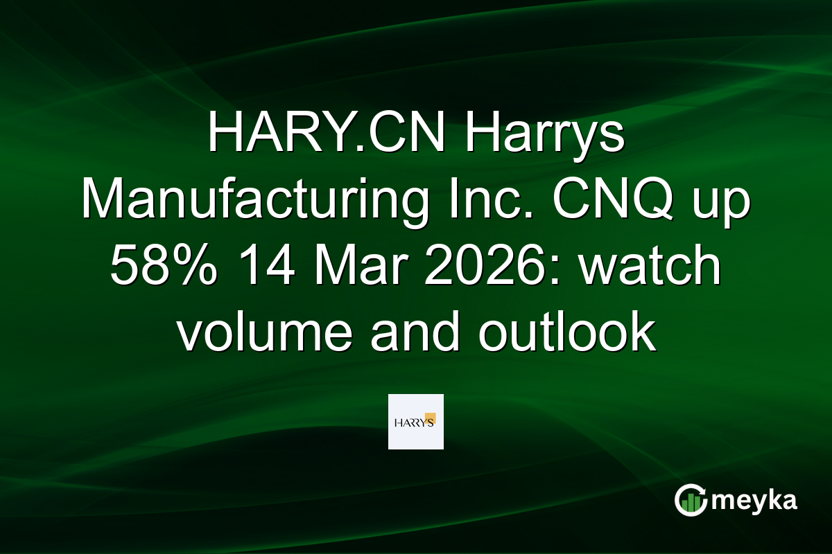 HARY.CN Harrys Manufacturing Inc. CNQ up 58% 14 Mar 2026: watch volume and outlook