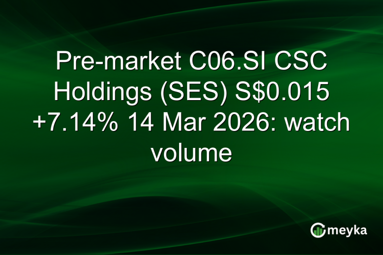 Pre-market C06.SI CSC Holdings (SES) S$0.015 +7.14% 14 Mar 2026: watch volume