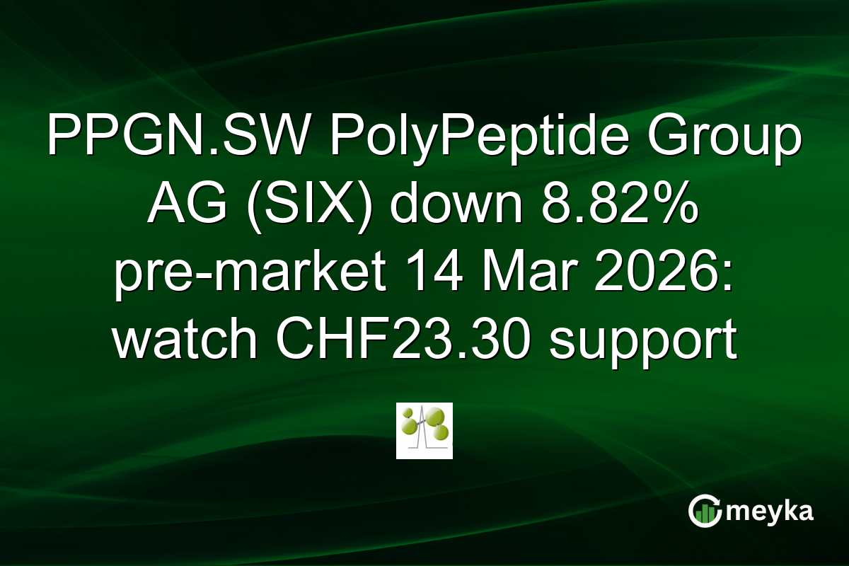 PPGN.SW PolyPeptide Group AG (SIX) down 8.82% pre-market 14 Mar 2026: watch CHF23.30 support