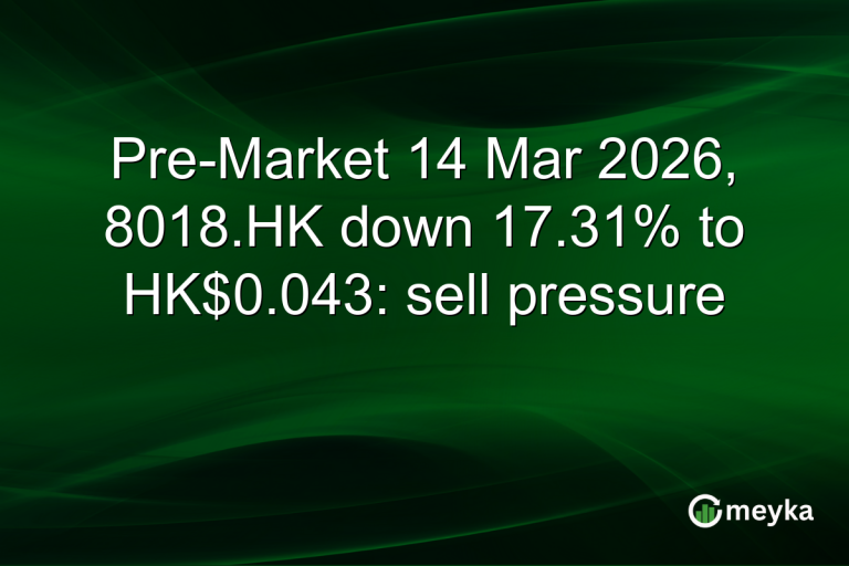 Pre-Market 14 Mar 2026, 8018.HK down 17.31% to HK$0.043: sell pressure