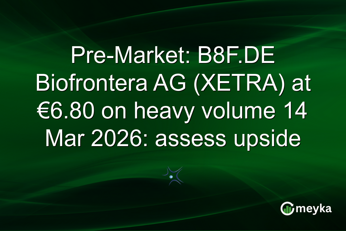 Pre-Market: B8F.DE Biofrontera AG (XETRA) at β¬6.80 on heavy volume 14 Mar 2026: assess upside
