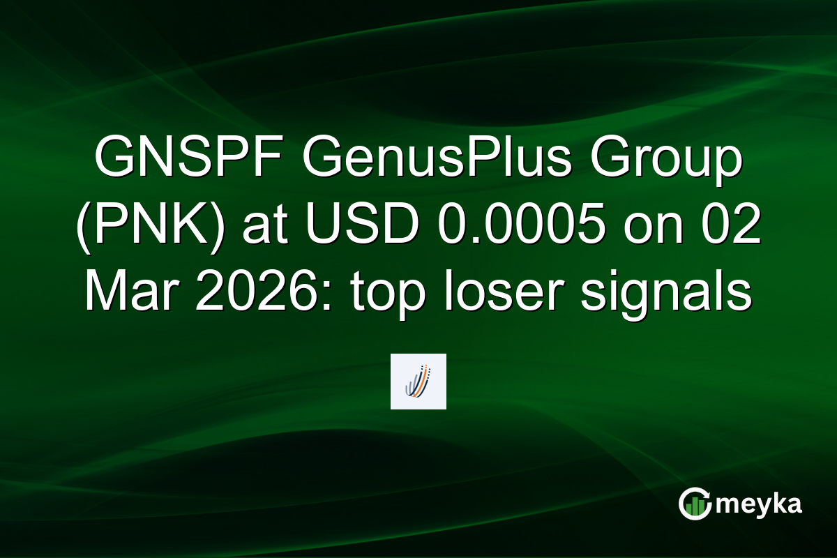 GNSPF GenusPlus Group (PNK) at USD 0.0005 on 02 Mar 2026: top loser signals