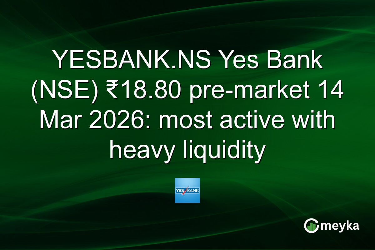 YESBANK.NS Yes Bank (NSE) ₹18.80 pre-market 14 Mar 2026: most active with heavy liquidity