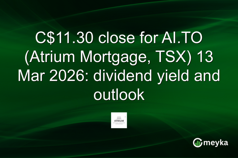 C$11.30 close for AI.TO (Atrium Mortgage, TSX) 13 Mar 2026: dividend yield and outlook