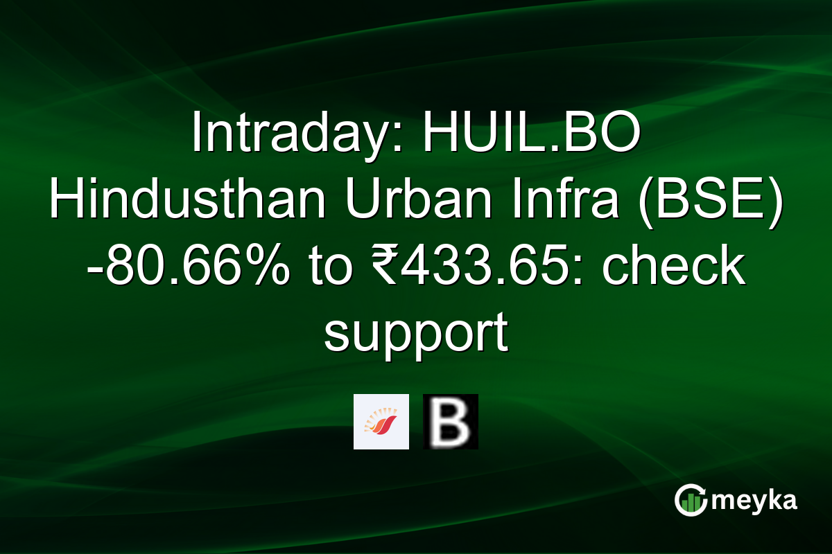 Intraday: HUIL.BO Hindusthan Urban Infra (BSE) -80.66% to ₹433.65: check support