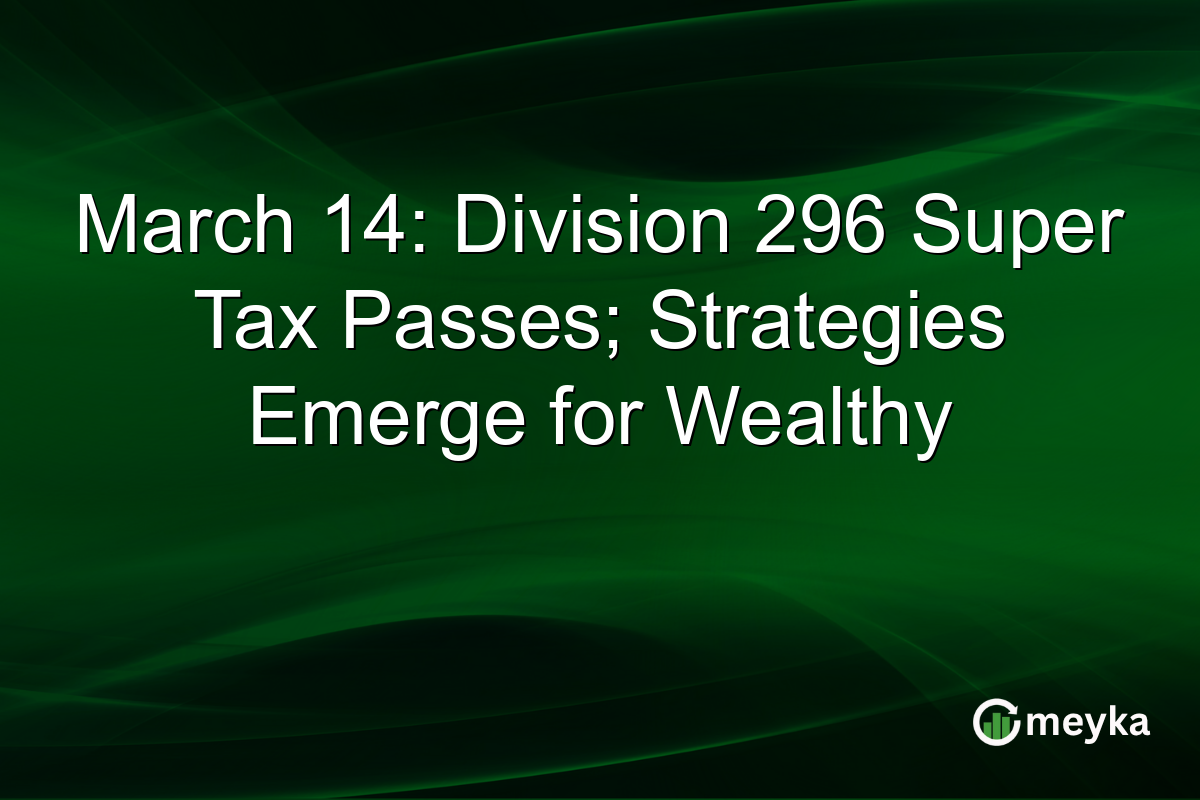 March 14: Division 296 Super Tax Passes; Strategies Emerge for Wealthy